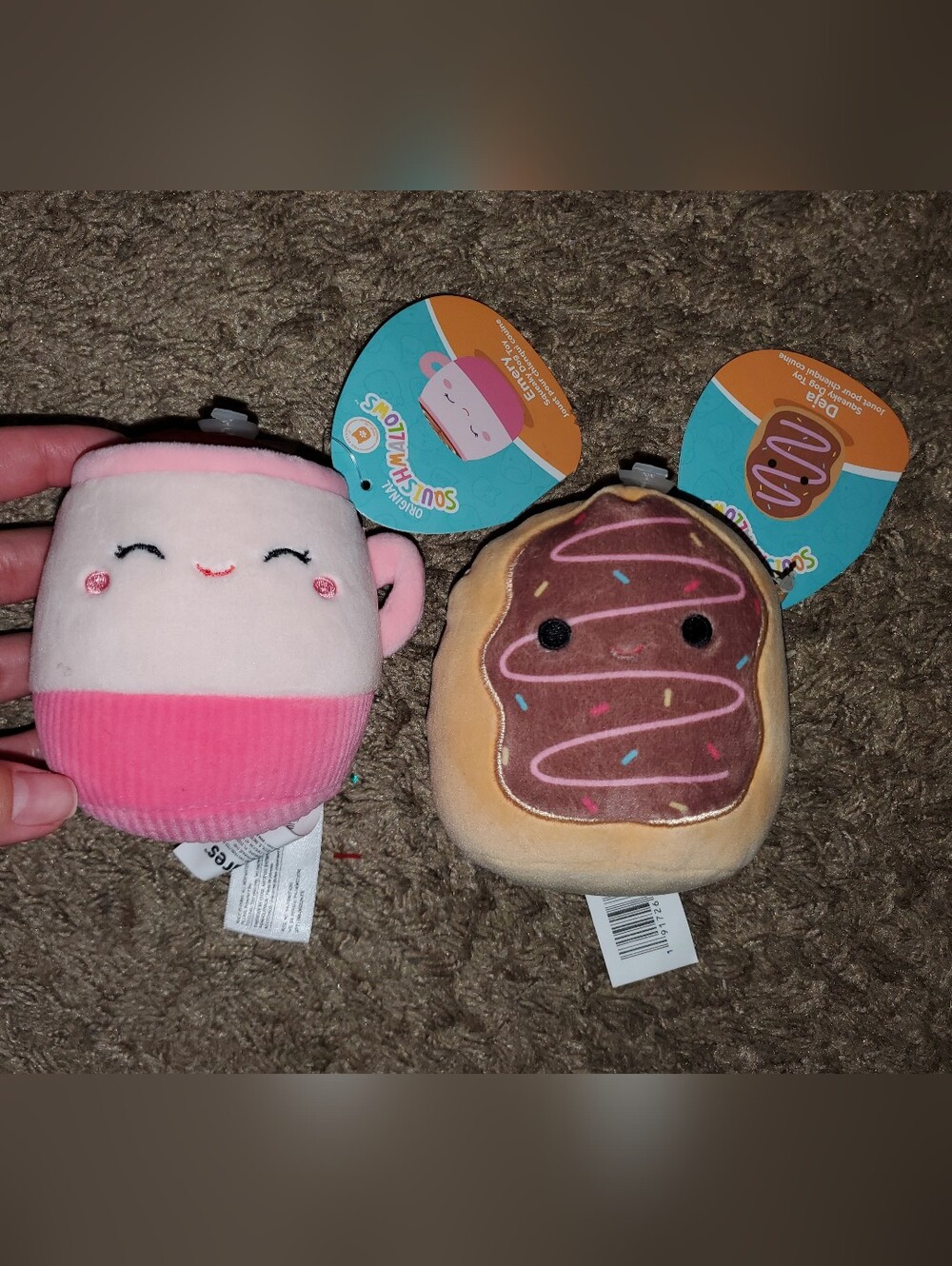 *NWT* Set Of 2- Squishmallows Cafe Emery & Deja Donut Squeaky Plush Dog Toys